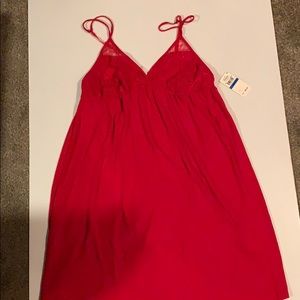 Flora red lace trim nightgown